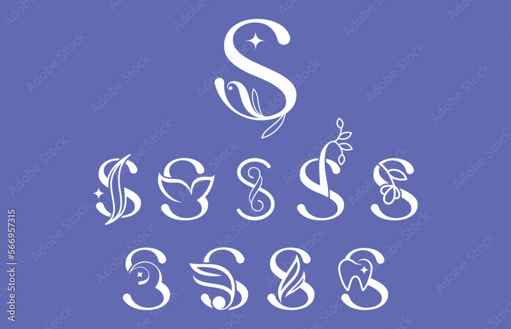 set of beauty cosmetic spa elegant logo letter S set of beauty cosmetic spa elegant logo letter S