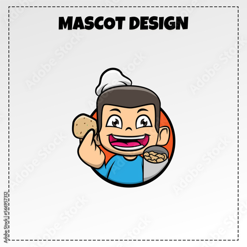 Indonesia traditional food logo rempeyek mascot illustration vector design photo