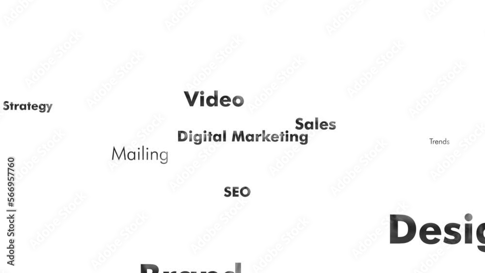 Typography related to the digital market, social media and advertising. Animated text animation
