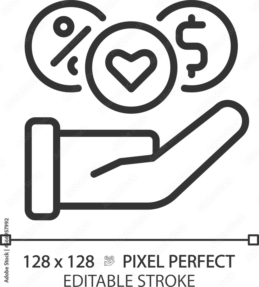 Benefits pixel perfect linear icon. Extra perks for employees. Profit sharing and insurance. Retention strategy. Thin line illustration. Contour symbol. Vector outline drawing. Editable stroke Benefits pixel perfect linear icon. Extra perks for employees. Profit sharing and insurance. Retention strategy. Thin line illustration. Contour symbol. Vector outline drawing. Editable stroke