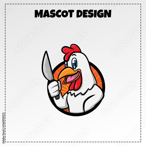 Vector food logo chicken mascot illustration vector design