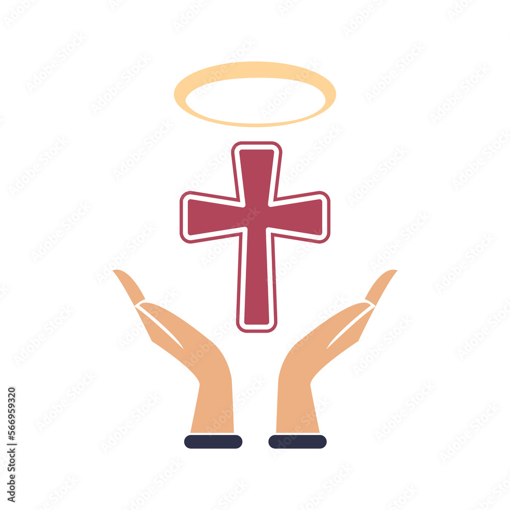 Obraz premium hand, cross, faith icon, vector illustration