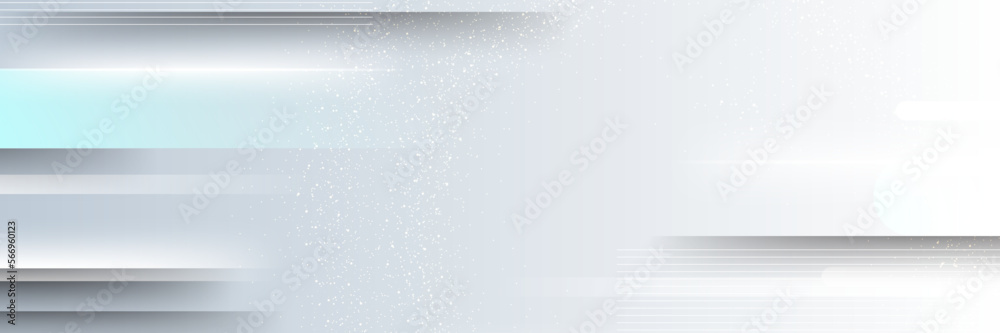 Abstract white and gray gradient background banner. Geometric modern design. Vector Illustration.