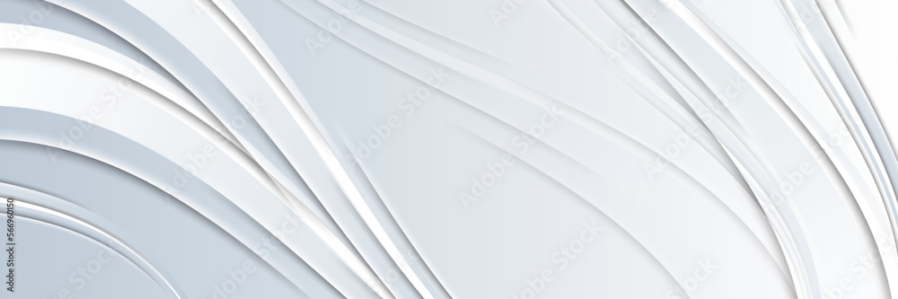Fototapeta premium Abstract white and gray gradient background banner. Geometric modern design. Vector Illustration.