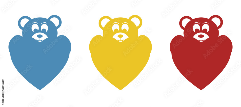 bear icon with heart, love, vector illustration bear icon with heart, love, vector illustration