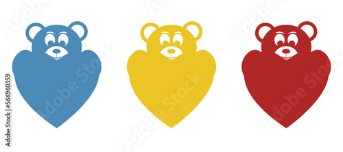 bear icon with heart, love, vector illustration