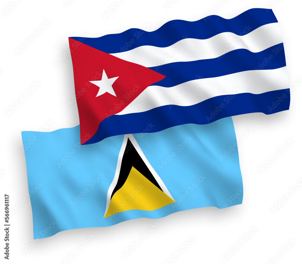 Flags of Saint Lucia and Cuba on a white background Flags of Saint Lucia and Cuba on a white background