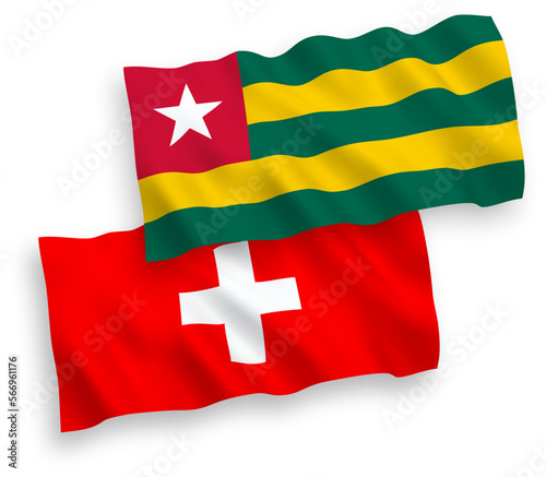 Flags of Togolese Republic and Switzerland on a white background