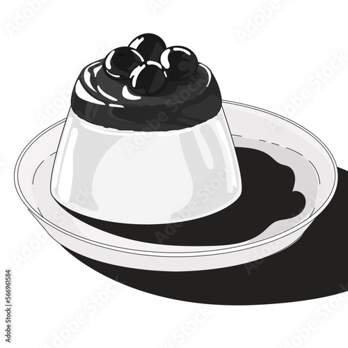 milk pudding pudding custard with caramel glaze. a flat illustration in the cartoon style of isolation on a white background.