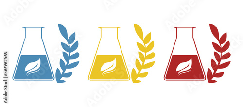 icon of medicinal herbs, flask, vector illustration