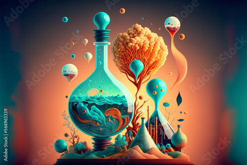 Abstract scientific illustration of nature and biology. generative AI