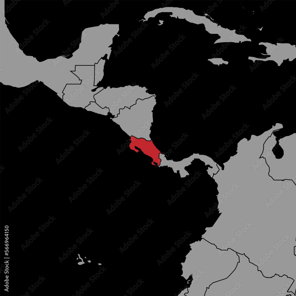 Obraz premium Pin map with Costa Rica flag on world map. Vector illustration.