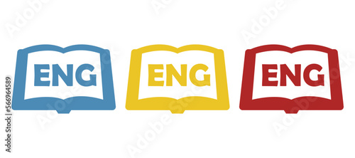 English book icon on a white background, vector illustration, vector illustration