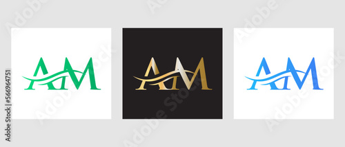 Initial Monogram Letter AM Logo Design. AM Logotype Template
