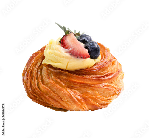 Strawberry with Blueberry Danish Pastry, Mixed Berry Danish Pastry Isolated on PNG transparent background