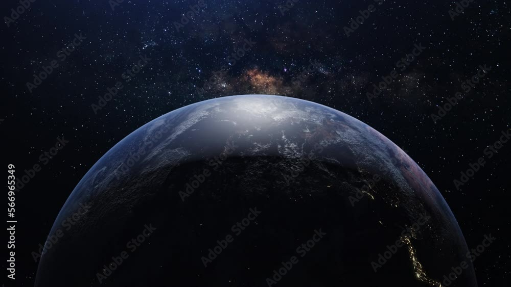 Space view 3D Earth Milky Way star background. High quality video ProRes 422HQ. Image finished by nasa. Space view 3D Earth Milky Way star background. High quality video ProRes 422HQ. Image finished by nasa.