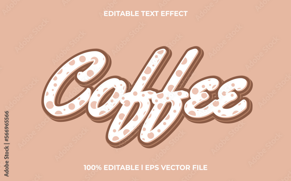 Coffee 3d text effect and editable text, Brown template 3d style use for business tittle