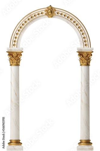 Fototapeta Golden luxury classic arch portal with columns