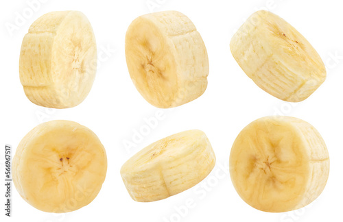 Collection of banana slices cut out