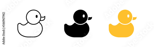 Rubber duck line icon. Child, bath, bathe, play, cheerful, funny. Toy concept. Vector icon in line, black and colorful style on white background