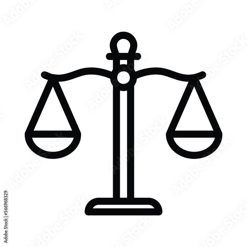 Scales icon for measuring the mass of objects or representing court, justice, legality and law