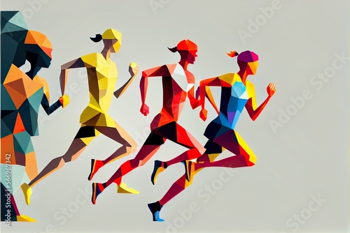 Colorful vector runners Generative AI