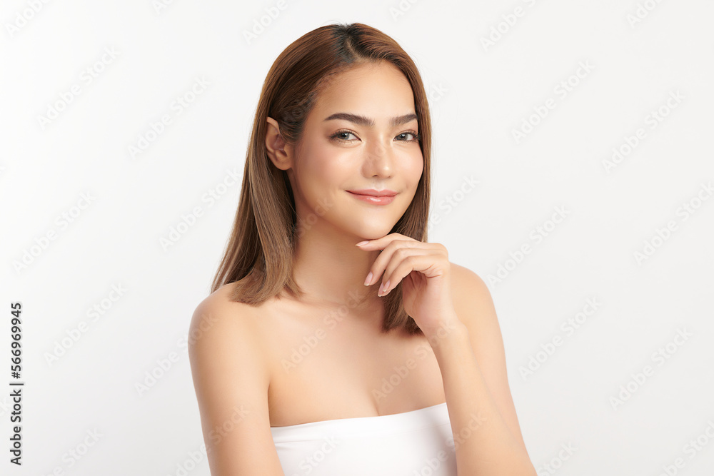 Beautiful young asian woman with clean fresh skin on white background, Face care, Facial treatment, Cosmetology, beauty and spa, Asian women portrait. Beautiful young asian woman with clean fresh skin on white background, Face care, Facial treatment, Cosmetology, beauty and spa, Asian women portrait.