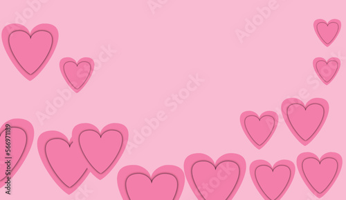 Art elements in shape of heart on pink background. Vector illustration symbols of love for Happy Women's, Mother's, Valentine's Day, birthday greeting card design.
