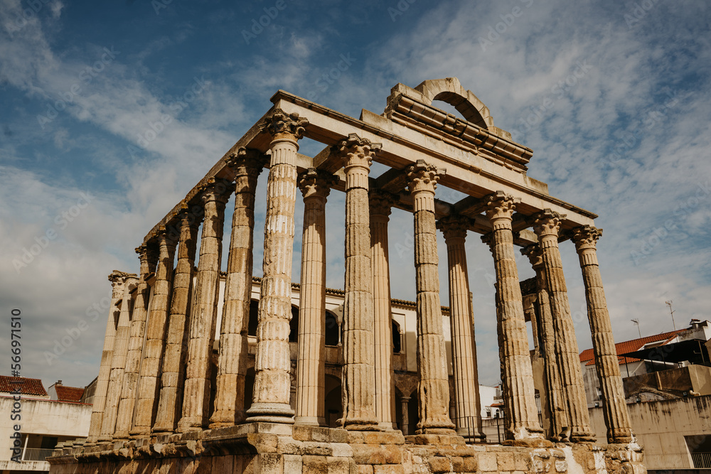 Fototapeta premium Roman ruins of the temple of diana in merida in extremadura, spain.