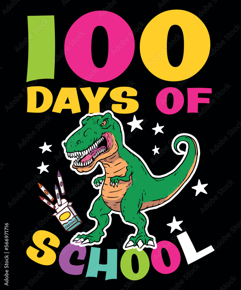 100 Days Of School, Happy back to school day shirt print template, typography design for kindergarten pre k preschool, last and first day of school, 100 days of school shirt