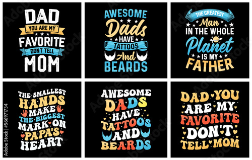 Father and Dad t shirt design Bundle, dad t shirt design set, Typography papa dad Father's Day t-shirt design, happy father's day t shirt, dad t shirt