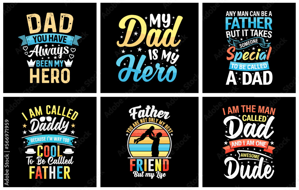 Father and Dad t shirt design Bundle, dad t shirt design set, Typography papa dad Father's Day t-shirt design, happy father's day t shirt, dad t shirt