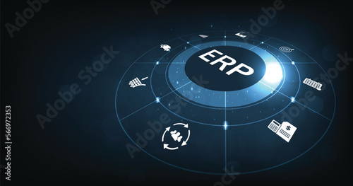 Extended Producer Responsibility (EPR)concept.Enterprise resource planning business and modern technology concept on dark blue background.	