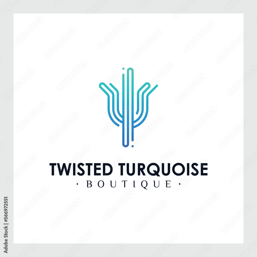 Cactus logo. Parallel rounded lines style illustration.. Cactus logo. Parallel rounded lines style illustration..