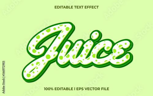 Juice 3d text effect and editable text, Green template 3d style use for business tittle