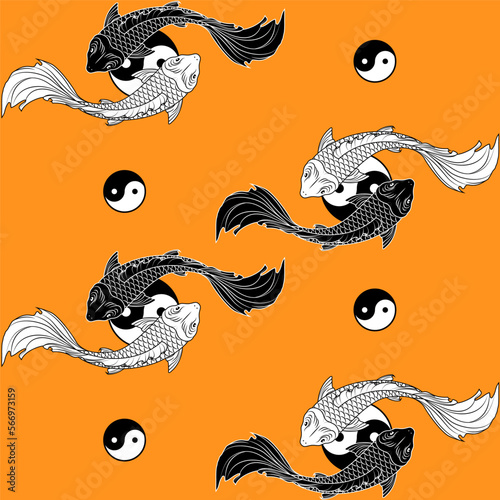 Koi fish| Yin Yang | Pattern | Japan 