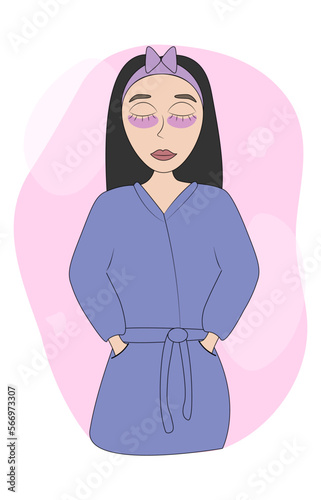 girl in bath robe making skin care