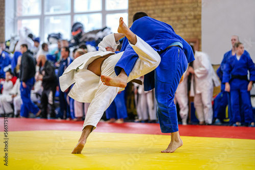 athletes judoists fight judo competition photo