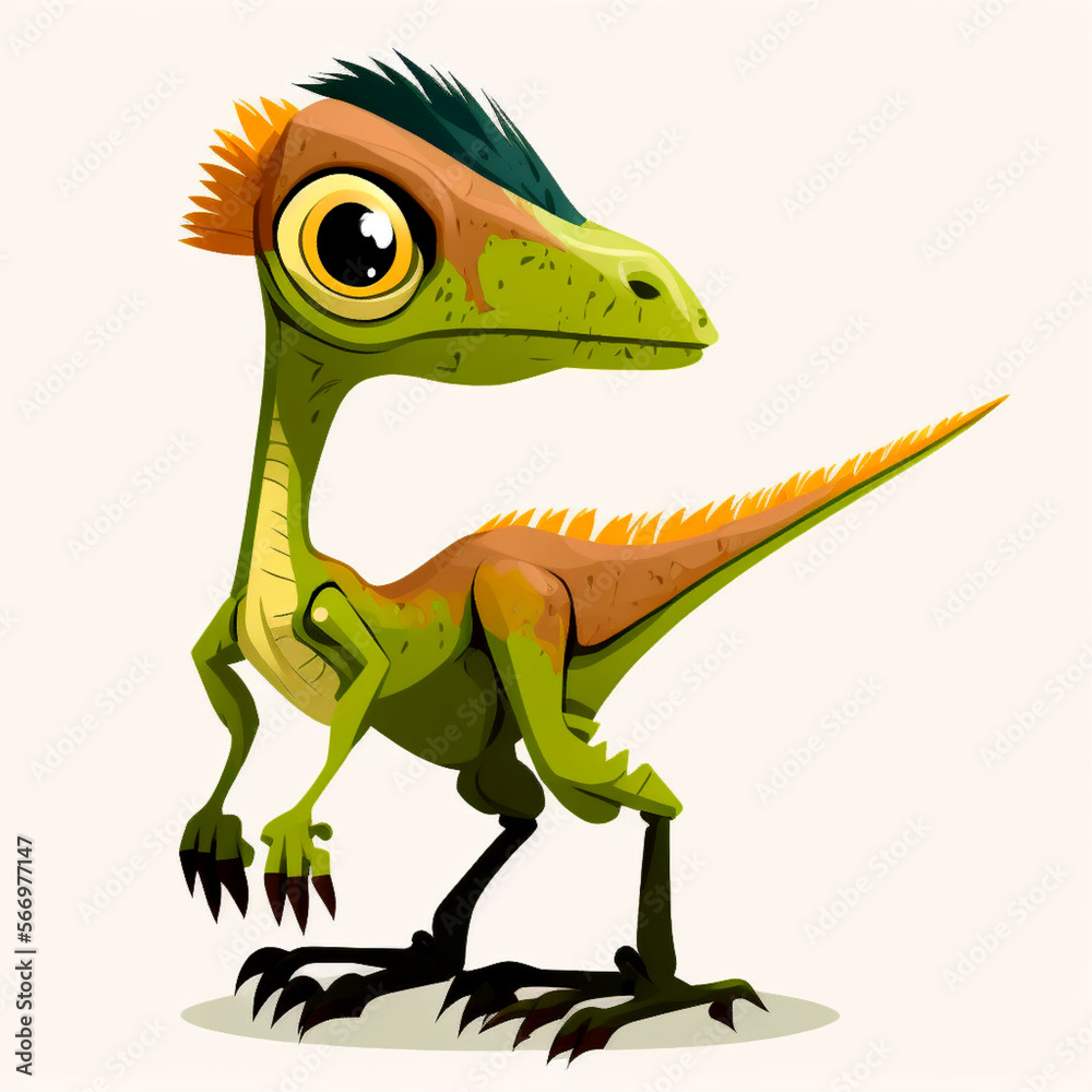 Fototapeta premium Small green dinosaur cartoon