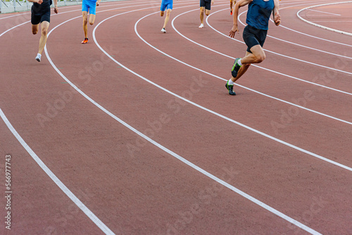 male runner leader sprint race at track and field competition