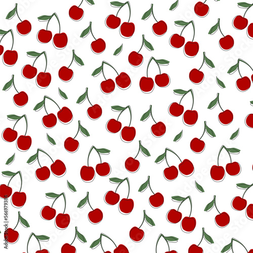 The pattern of ripe cherries | cherry | pattern for textiles | for children's clothing | for printing on fabric