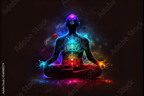 colorfull buddha in meditation photo