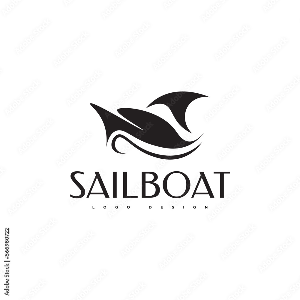 Black Sailboat Logo Design with Simple and Abstract Concept Black Sailboat Logo Design with Simple and Abstract Concept
