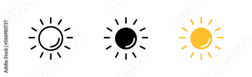 Sun set icon. Space, star, light, heat, day, summer, hot, warm. Nature concept. Vector icon in line, black and colorful style on white background