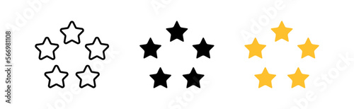 Stars set icon. Rating  rate the service  falling  shining  comment  reaction  user  online communication. Feedback concept. Vector icon in line  black and colorful style on white background