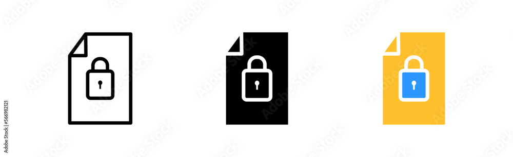 Locked file line icon. Private information, personal data, protection, password, twofactor authentication. Defense concept. Vector icon in line, black and colorful style on white background Locked file line icon. Private information, personal data, protection, password, twofactor authentication. Defense concept. Vector icon in line, black and colorful style on white background
