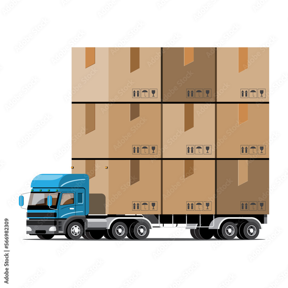 Big isolated delivery vehicle vector icons, flat illustrations of truck, logistic commercial transport concept. Big isolated delivery vehicle vector icons, flat illustrations of truck, logistic commercial transport concept.