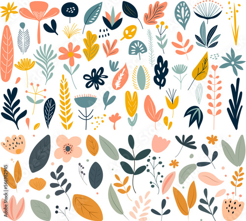 set of plants in flat style