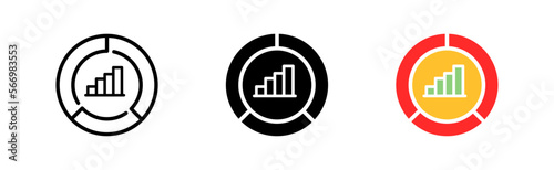 Chart line icon. Diagram  hand  drawing  graph  plan  case  income  revenue  earnings  revenue  profit  reward. Vector icon in line  black and colorful style on white background