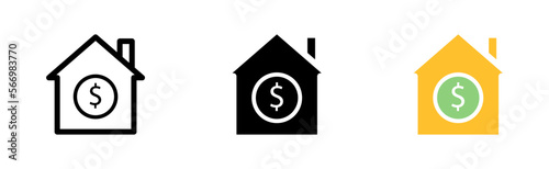 Rental of property set icon. Buying real estate, smart home, fence, pointer, registration, contract, interest, realtor. Vector icon in line, black and colorful style on white background